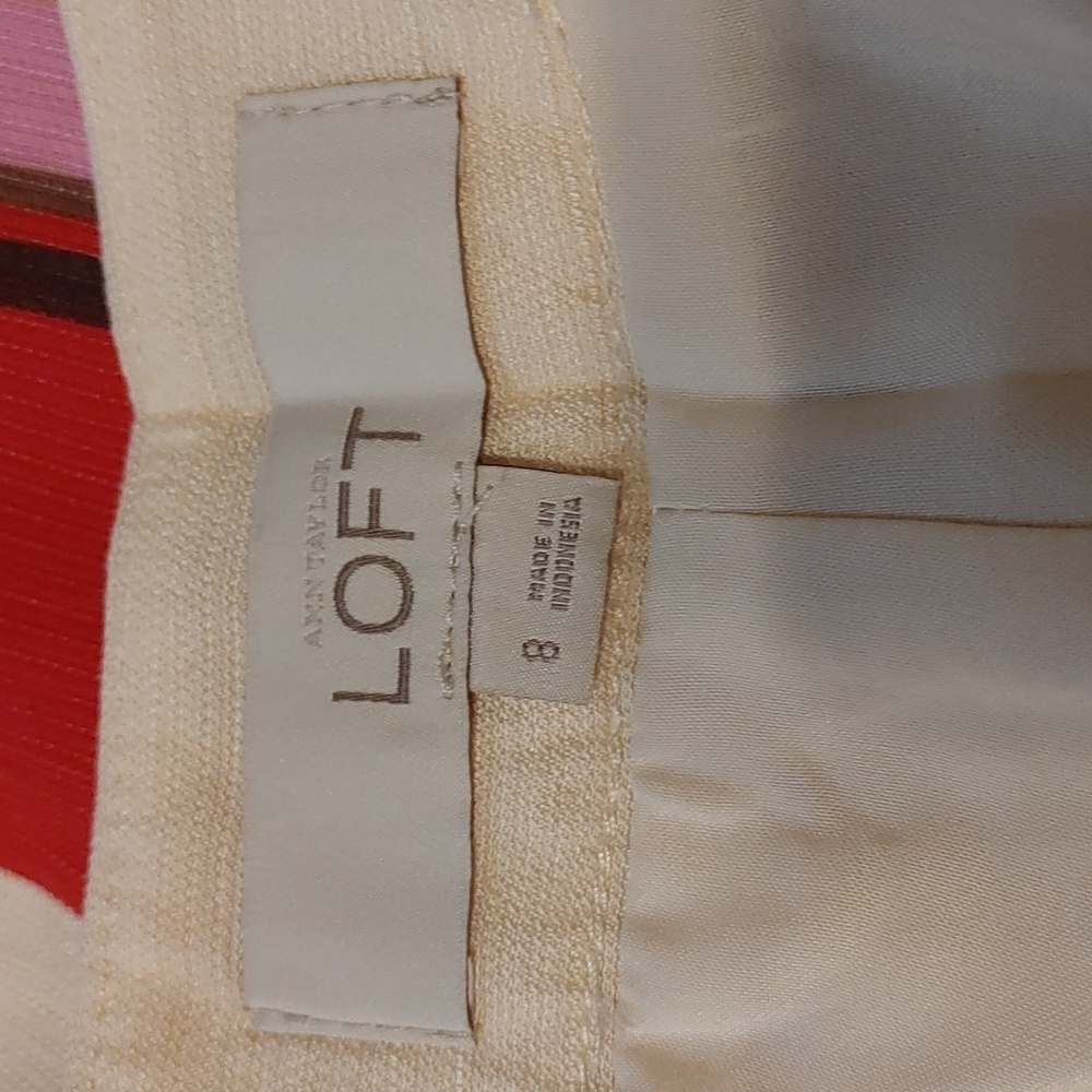 LOFT Sz 8 pleated mini skirt. Cream with vibrant multi-color stripes. Lined, Y2K - Picture 2 of 7